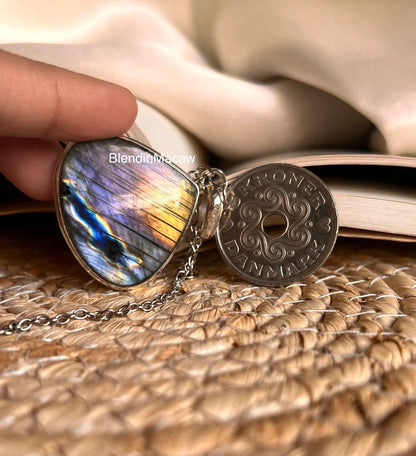 Pendentif Labradorite pourpre naturel, Pendent