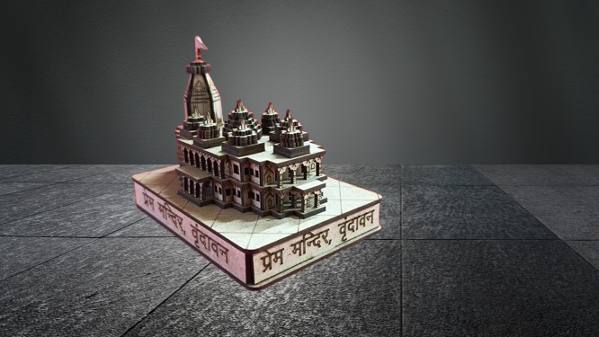 Prem Mandir Vrindavan Small 3D Model | Handmade wooden Prem Mandir replica
