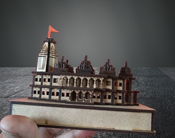 Prem Mandir Vrindavan Small 3D Model | Handmade wooden Prem Mandir replica