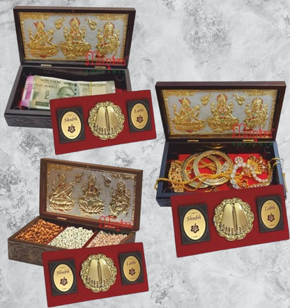 Shri Lakshmi Ganesh, Saraswati Pocket Temple With Dry Fruit Box