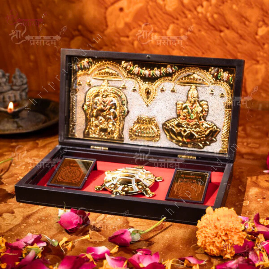 24K Gold-Plated Kuber Lakshmi Pocket Temple | Kuber Lakshmi Idol for Wallet