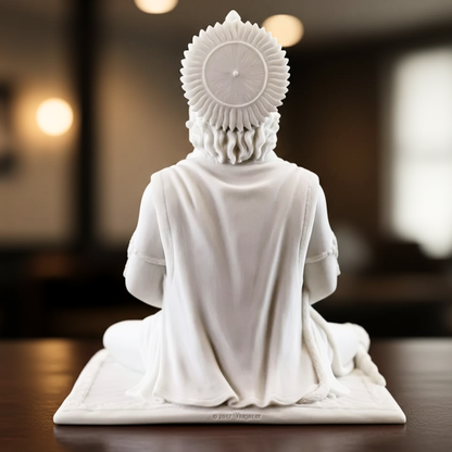 Meditating White Marble Hanuman Ji Murti