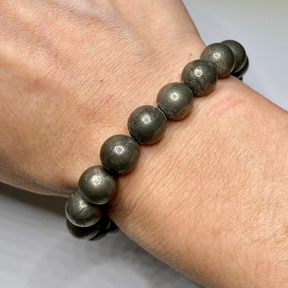 Pyrite Gemstone Beaded Bracelet