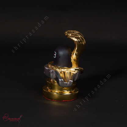 Gold Plated Shivling with Jalahari Yoni | Lord Shiva Lingam Idol |  Ideal for Car Dashboard